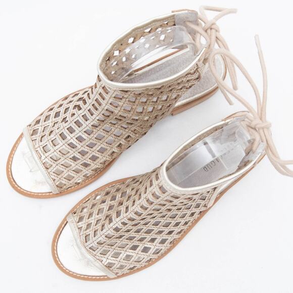 Musse & Cloud Gold Aimy Laser Cut Sandals Size 38 US 7-7.5 - Picture 2 of 10